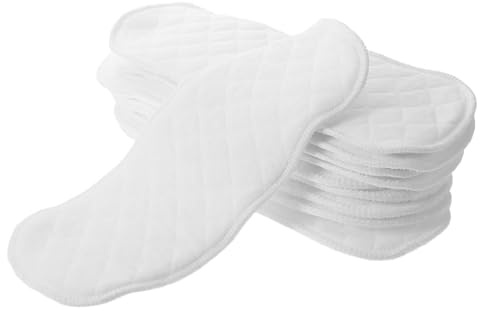 PACKOVE 10pièces Inserts Couches Garçon Fille Réutilisables Coton Absorption Ultra Neuf Couches Lavables Douces pour Peau Sensible Protection Nuit Nés