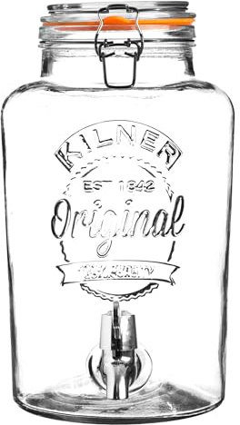 Kilner Clip Top 8 Liter rund Glas Getränke Spender in Geschenk-Box, transparent