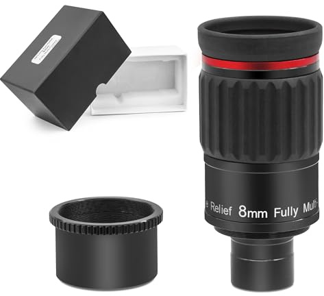 Astromania Telescope Eyepiece 1.25/2 inch SWA 70 Degree 8mm, Super Wide Angle Telescope Astrophotography Accessories Include Multi-Coated ED Element&M43x0.75 Male Thread Compatible for T-Ring Adapter