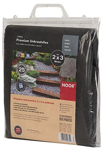 NOOR Premium Unkrautvlies 1 x 5m, 90 g/m² I Dunkelgraues, chemikalienfreies Unkrautschutzvlies für die Landschaftsgestaltung I UV-beständiges Gartenvlies um den Boden nahrhaft zu halten