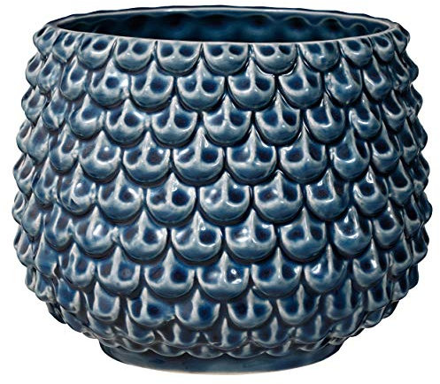 Bloomingville Vaso Pinecone - per Fiori da Interno e Piante da Interno, Piante grasse, Cactus, Orchidee L (16,5 cm ø), Color Petrolio, Ceramica Gres