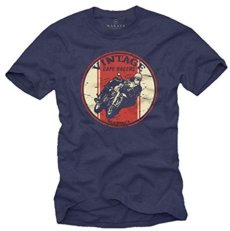 MAKAYA Vintage Biker T-Shirt - Motorradfahrer Geschenke - Cafe Racer