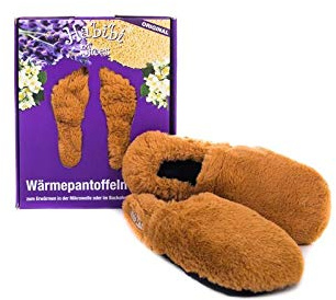 Habibi Plush Classic - 1521 Slippers caramel, Größe L (41-45) - Hausschuhe/Wärmepantoffeln/Wärmeschuhe zum Erwärmen in der Mikrowelle/Backofen