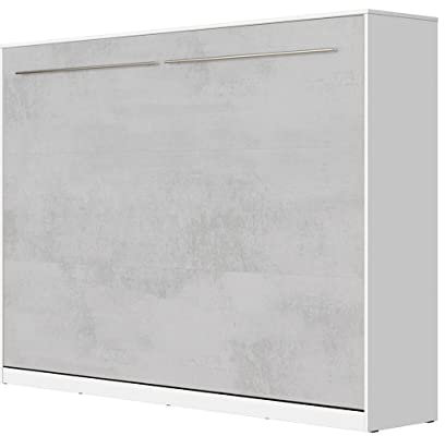 SMARTBett Schrankbett Standard 90x200 120x200 140x200 160x200 Bettschrank Wandbett Weiss/Beton 140 Horizontal