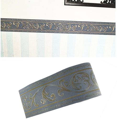 No-brand Self Adhesive Navy Blue Floral Rattan Wallpaper Border Peel Stick Decorative Ceiling Sticker Molding Border 10cm by 5meters