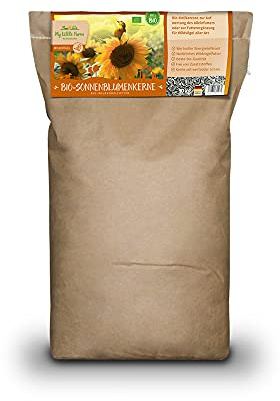 My Little Farm ekologiska solrosfrön, 10 kg, naturligt fågelfoder för vilda fåglar, med skal, rent naturligt foder av vilda fåglar i ekologisk kvalitet