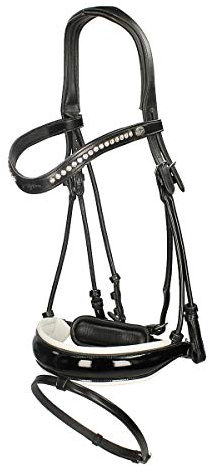 Dy'on Trense Dressage Lack rundgenäht - Schwarz-Weiß - Full/WB