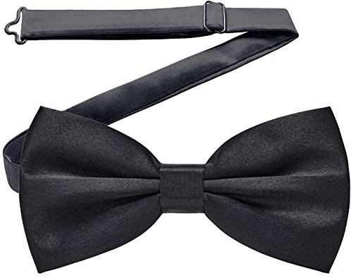 AONAT Verstellbare Herren-Fliege, formale einfarbige klassische vorgebundene Fliege für Hochzeit, Party, einfarbig, verstellbare Fliege (Schwarzes-Men)