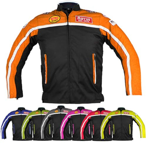 KEROZEN Bambino Moto - Giacca di protezione traspirante per motocross, per bambini e tutte le 4 stagioni (14 Years, ORANGE)