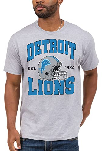Junk Food NFL - Detroit Lions Team Helmet Adult SS T-Shirt Heather Grey