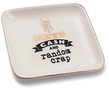 Keys Cash & Random Crap Ceramic Trinket Tray Sentimental Gift Idea 280000029
