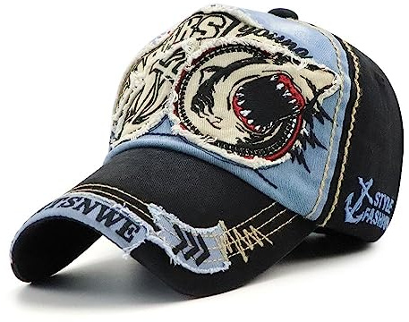 CHENNUO Basecap herr stressed snapback caps truckerkeps bomull fritid utomhus keps unisex, Blå-4, 56-60