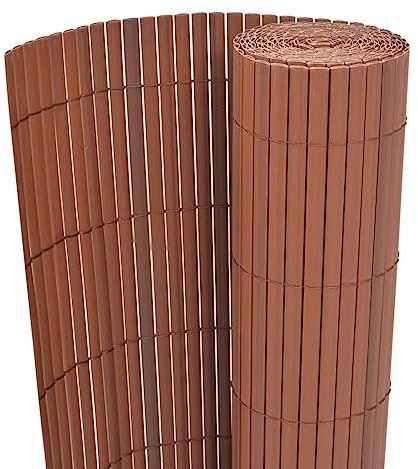 Homgoday Doppelseitiger Gartenzaun PVC 90x300cm Braun Outdoor Terrasse Drahtzaun Geflügelnetz Drahtgitter Zaunblende Schutzbarriere für Zaun Voliere Haustiere Laufnetz