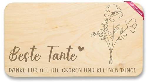 Frühstücksbrettchen Holz - Frühstücksbrett - Danke Tante Geschenke I Dankeschön Geschenkidee Tanten I Weihnachten I Geburtstag - 22x12 - Holz - küche geschenk brett holzbrettchen mit gravur