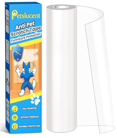 Petslucent Door Protector from Dog Scratching, Cat Anti Scratch Tape, Clear Training Self Adhesive Tape for Carpet, Sofa, Couch, Door (20cm x 3m)