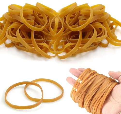 Armastuse 80 Anelli in Gomma,4 Misure Nastri di Gomma Tattici,Elastici Larghi Rotondi di Caucciù per Ufficio Casa Scuola (Marrone)