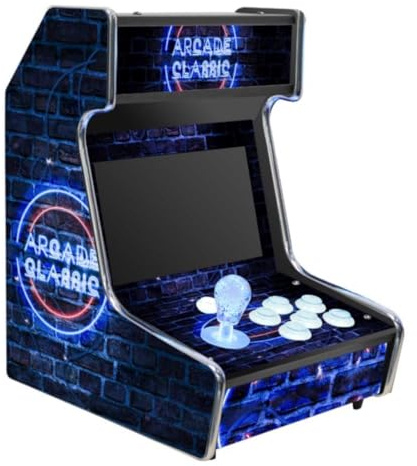 Classic Arcade Games, Retro Gaming Console Cabinet 6296 Games Mini Tabletop Machine Assembled Video-game Player 10.1” Screen (Blue)