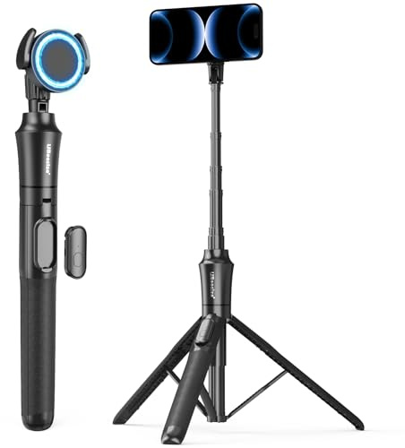 UBeesize 72'' Magnetic Tripod for iPhone with Remote, Extendable Cell Phone Tripod Stand, Compatible with MagSafe, Selfie Stick Tripod for iPhone 15 14 13 12 11 Series and Android Phones