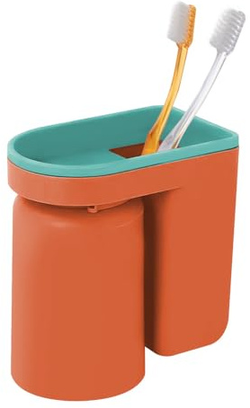 Zahnbecherhalter ohne Bohren, 1 Stück Selbstklebend Zahnbürstenhalter Wand mit Zahnputzbecher und Abflussloch für Badezimmer (Zahnbürste Nicht enthalten)