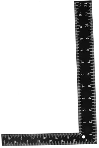 Angoily Regla Cuadrada Metálica Negra Certificada Multifuncional Para Medición y Ángulos Rectos Acero Resistente Para Trabajo Cuero y Carpintería Herramienta Portátil De Precisión Unidad Única