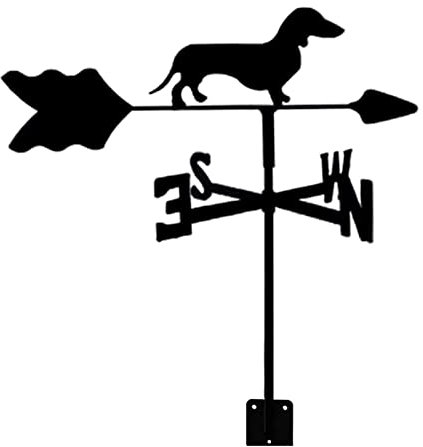 Wetterfahne Wetterfahne für Hunde, Edelstahl, Dackel, Wetterfahne, Windrichtungsanzeige, langlebig, Retro-Windfahne, Bauernhof-Szene, Gartenpfahl, Messwerkzeug für Garten, Hof, Dach, Hochzeit