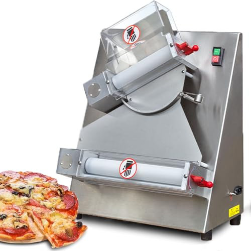 Dfdieratve Commercial Pizza Dough Roller Sheeter, Max 12, Automatic 370W Electric Pizza Dough Roller, Stainless Steel, Suitable for Noodle, Pizza Bread and Pasta Maker Equipment