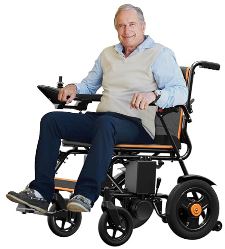 AIRHOT Foldable Electric Wheelchair for Adults, 15 Miles Long Travel Range Power Wheelchair, 300LBS Weight Capacity, All Terrain Motorized Wheelchair for Seniors Portable