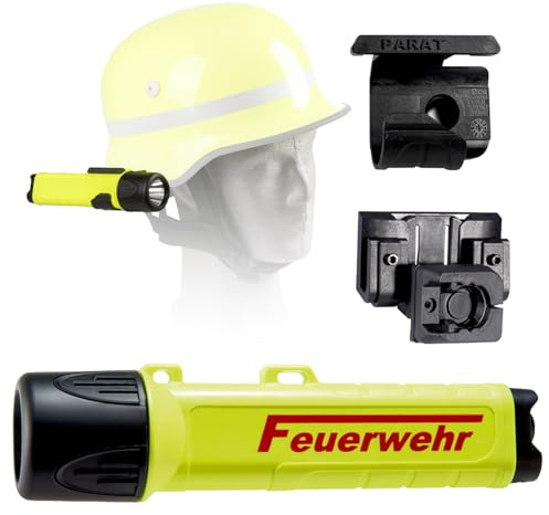PARAT PARALUX® PX1 FEUERWEHR Set für Schuberth F120 Pro/F130 Rechts | LED Arbeitsleuchte mit 120 Lumen | EX-geschützte LED Taschenlampe | Wasserdichte Helmlampe | inkl. Batterien, Adapter & Halterung
