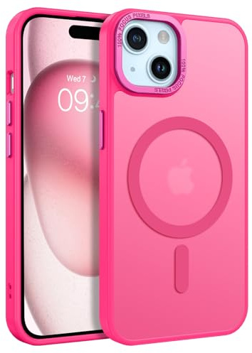 VENINGO Coque magnétique antichoc pour iPhone 15 avec MagSafe Coque iPhone 15 translucide mate Fuchsia