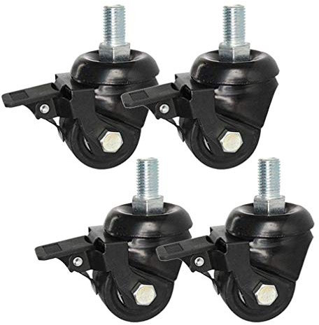 HUJIEAAA Heavy Dutyers 2/2,5 Zoll Spiral-Nylon-Rad Schwenkbar 3-Zoll-Möbel für Tischwagen Bett Werkbank Ersatzräder Verschleißfest Tragkraft 300Kg 4 Stück/Universal + Bremse/2 Zoll