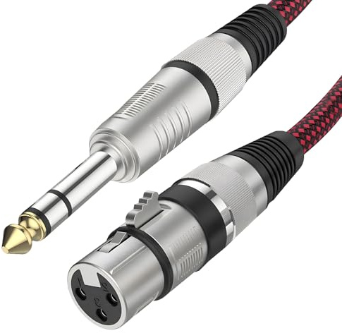 XLR-Buchse auf 6,35 mm TRS-Kabel, 1 m Klinke, symmetrisch auf XLR-Mikrofonkabel, Nylon, geflochten, professionell, symmetrisches Audiokabel für Gitarre, Mikrofon, Mischpult, Verstärker, Lautsprecher,