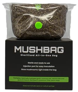 Martian Mushrooms | All-In-One Bag | Mushroom Grow Kit | Inject and Forget | Beginner Friendly | Easy to Use | Fast Growing | Yields 600g Fresh Mushrooms | Complete Kit (1.5, Kilograms)