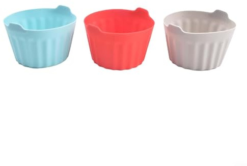 JoyousMall Silicone Egg Poacher Moulds for Air Fryers for Baking Cupcakes, Pancakes, and Poached Eggs (3pcs red)