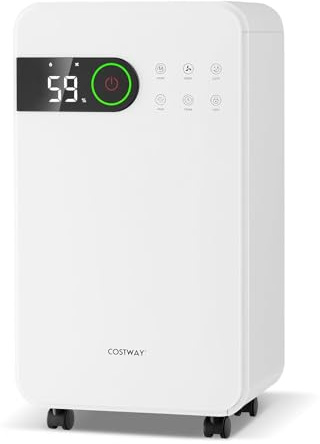 COSTWAY 15 l/dag avfuktare, elektrisk avfuktare med 3 lägen och 2 hastigheter, 2,3 vattentank, viloläge ≤33 dB, rumsstorlek ca 15 m²
