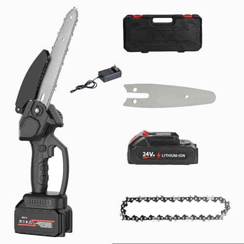 LYJIANGXIN Portable Electric Chainsaw, Mini Chainsaw Cordless, Handheld Chainsaw for Wood Cutting, Tree Branches Trimming, Copper Motor, Lightweight, Quick Charge, Safety Lock