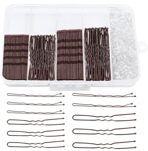 Primasage 300 Pièces Epingle à Cheveux, Pince Chignon avec Bandeau Transparent, Invisible Cheveux Convient à la Coiffure Quotidienne des Femmes et des Filles (Brun)