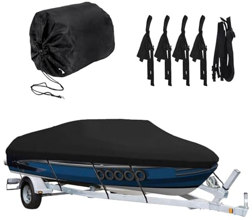 Telone per barche – Coperture per barche console centrale, copertura per barche da in tessuto Oxford resistente ai raggi UV con borsa portaoggetti per barca Runabout, scafo a V