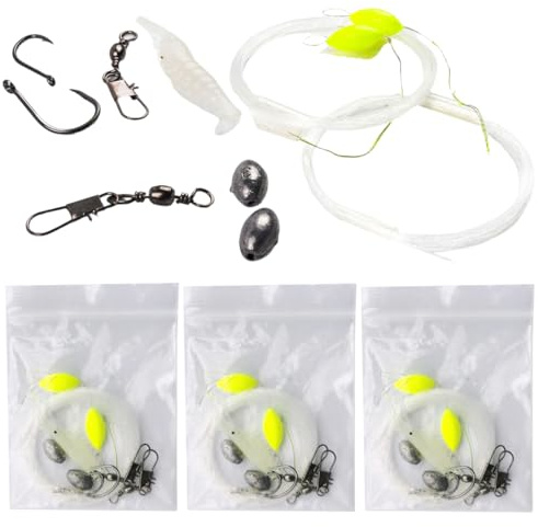 JYNVO 3 Pack Kit de Pesca de Supervivencia, Compacto Básico con Cebo para Gambas, Línea, Anzuelos, Plomo, Flotador, Conector. Ideal para campistas, excursionistas, mochileros, trekking, camping