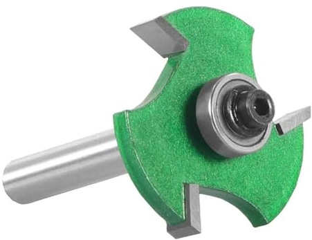 Biscuit Jointer Router Bit 8MM Shank Green Carbide T Slot Woodworking Cutter Tool Rabbeting End Mill with Bearings(8x40x3mm)