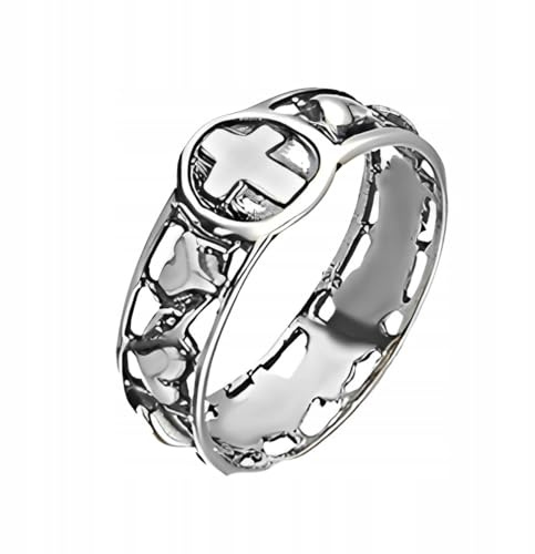 Ulex Premium 925 Sterling Silber Ringe Bandring Mit Rosenkranz Oxyidiert Poliert Zeitlos Elegant Klassisch Handgefertigt Religiöser Unisex Silberring Größe 54