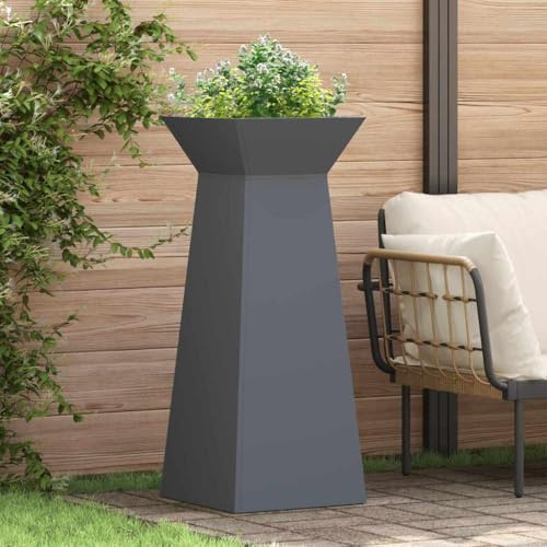 Frdhee Blumentopf Groß Aussen, Säulen Pflanzer Anthrazit 40 x 40 x 100 cm Stahl für Garten, Terrasse, Balkon und Wohnräume