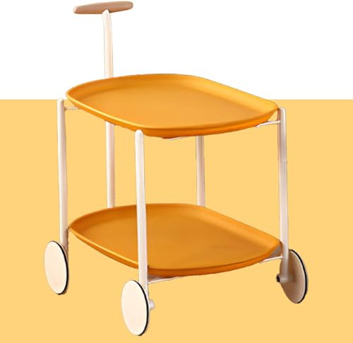 Carrello in metallo con tavola in legno, carrello multiuso e vassoio staccabile per ufficio, aula, casa - scaffale per la conservazione della luna