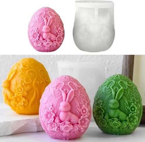 Silikonform Ostern,Silikonformen Gießformen Ostern,Kerzen Kerzenform Gießform,Osterei Formen Gießen,Ostereier für zum Oster Kerzengießformen,3d-Silikon-Ostergussform,Kaninchen-Silikon-Kerzenbecherform