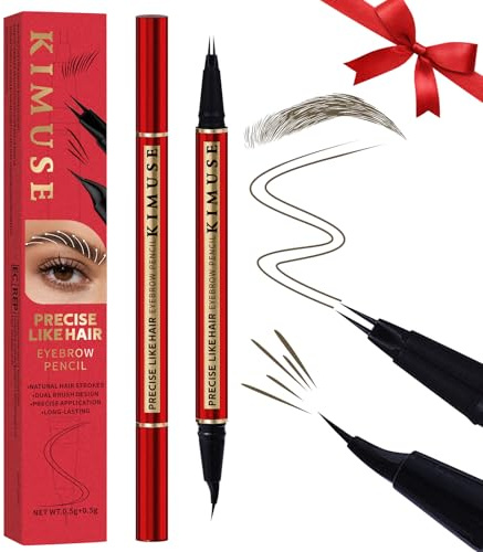 KIMUSE Eyebrow Pen Matite Sopracciglia Waterproof per Donne, 2 in 1 con Doppia Punta e Pennello di Precisione, Crea Sopracciglia Naturali Simili a Peli, Matita Sopracciglia a Lunga Tenuta