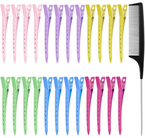 MELLIEX 24 Pezzi Fermagli per Capelli, Clip per Capelli a Becco d'Anatra Pinze per Capelli Colorato Senza Pieghe Mollette per Capelli in Metallo Alligator per Donne Ragazze
