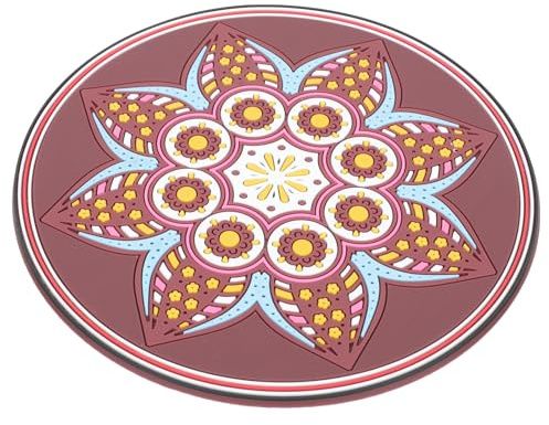 GETAJGHSD Tappetino Cuscino per Ciotola Sonora, Meditazione Sonora, PVC Tondo Stampa Floreale, Portatile e Decorativo per Oggetti Religiosi