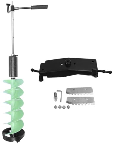 Lxwythozoan 8in Diameter Nylon Ice Drill Auger, Ice Fishing Auger with 70cm, Steel Blade & Floating Water Tube Design, for Deep Ice Drilling on Lakes and Rivers