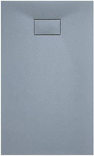 Piatto Doccia Arredo Bagno In Resina Effetto Pietra Stone Ardesia Spessore 2.6 Cm Antiscivolo Filopavimento Riducibile Indistruttibile Con Griglia Di Copertura Grigio (90 x 160 Cm)