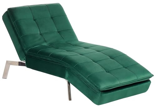 Beliani Moderne, verstellbare Chaiselongue in Smaragdgrün Bezug aus Samtstoff Récamiere Loiret