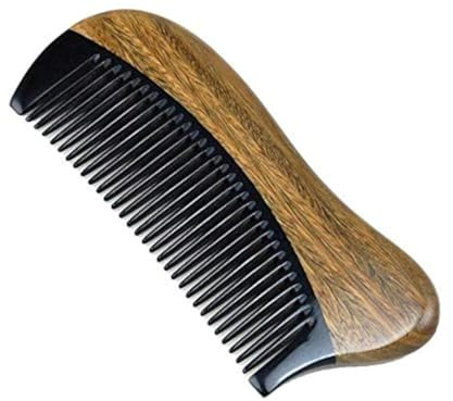Exquisite Natural Ox Horn Pocket Hair Comb - Natural Green Sandalwood Buffalo Horn Comb 100% Handmade Premium Quality Anti-Static Comb Without Handle (Palm Siz)